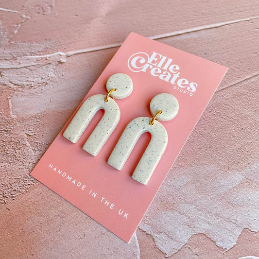 SPECKLED WHITE SKINNY ARCH STATEMENT EARRINGS