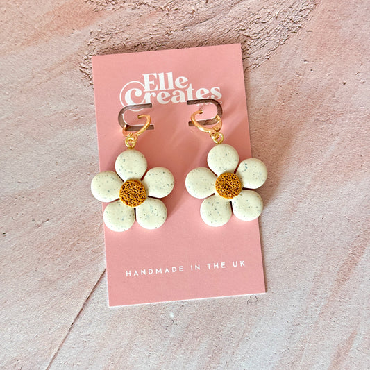 DAISY HUGGIE HOOP STATEMENT EARRINGS
