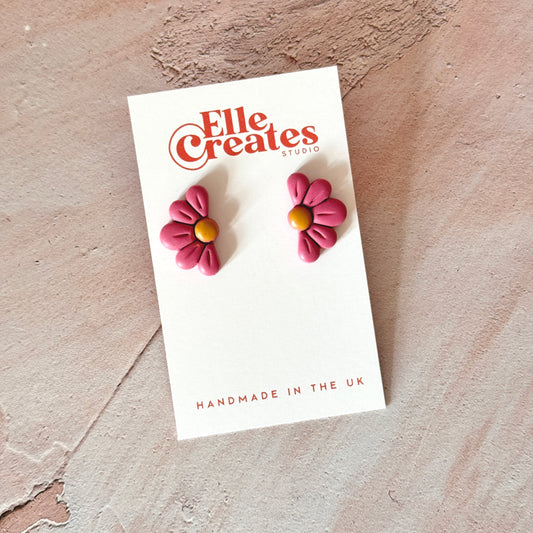 HALF FLOWER STATEMENT STUD EARRINGS