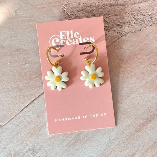 PEARL DAISY HOOP EARRINGS