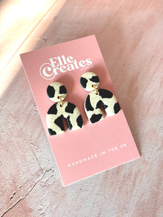 COW PRINT GRACIE ARCH EARRINGS