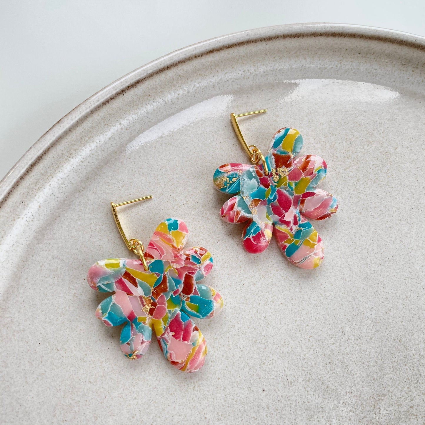 COLOURFUL ABSTRACT STATEMENT EARRINGS