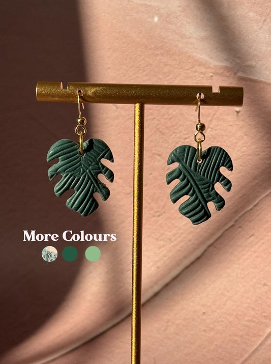 MONSTERA LEAF STATEMENT EARRINGS
