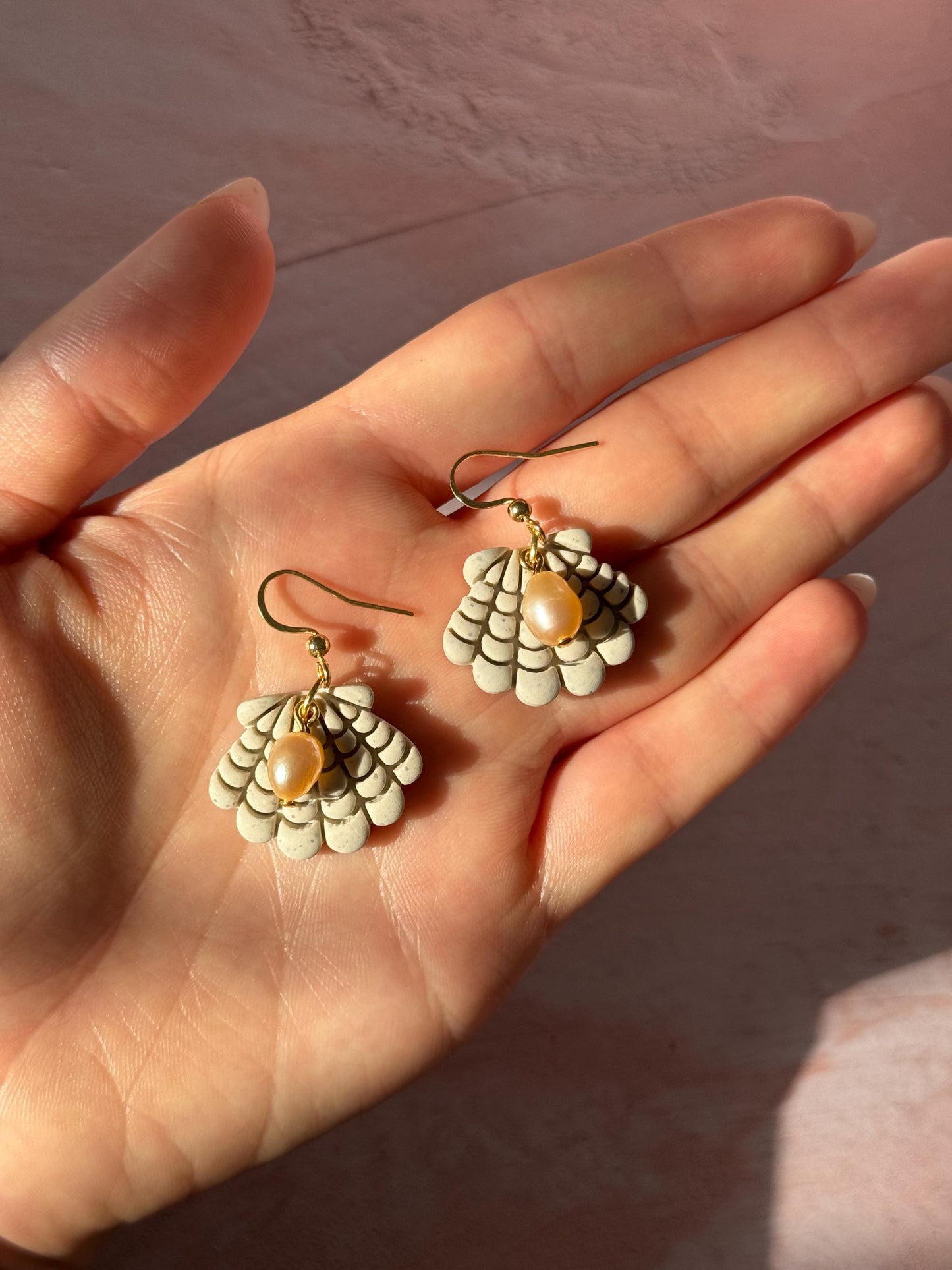 MERMAID SHELL FRESHWATER PEARL STATEMENT EARRINGS