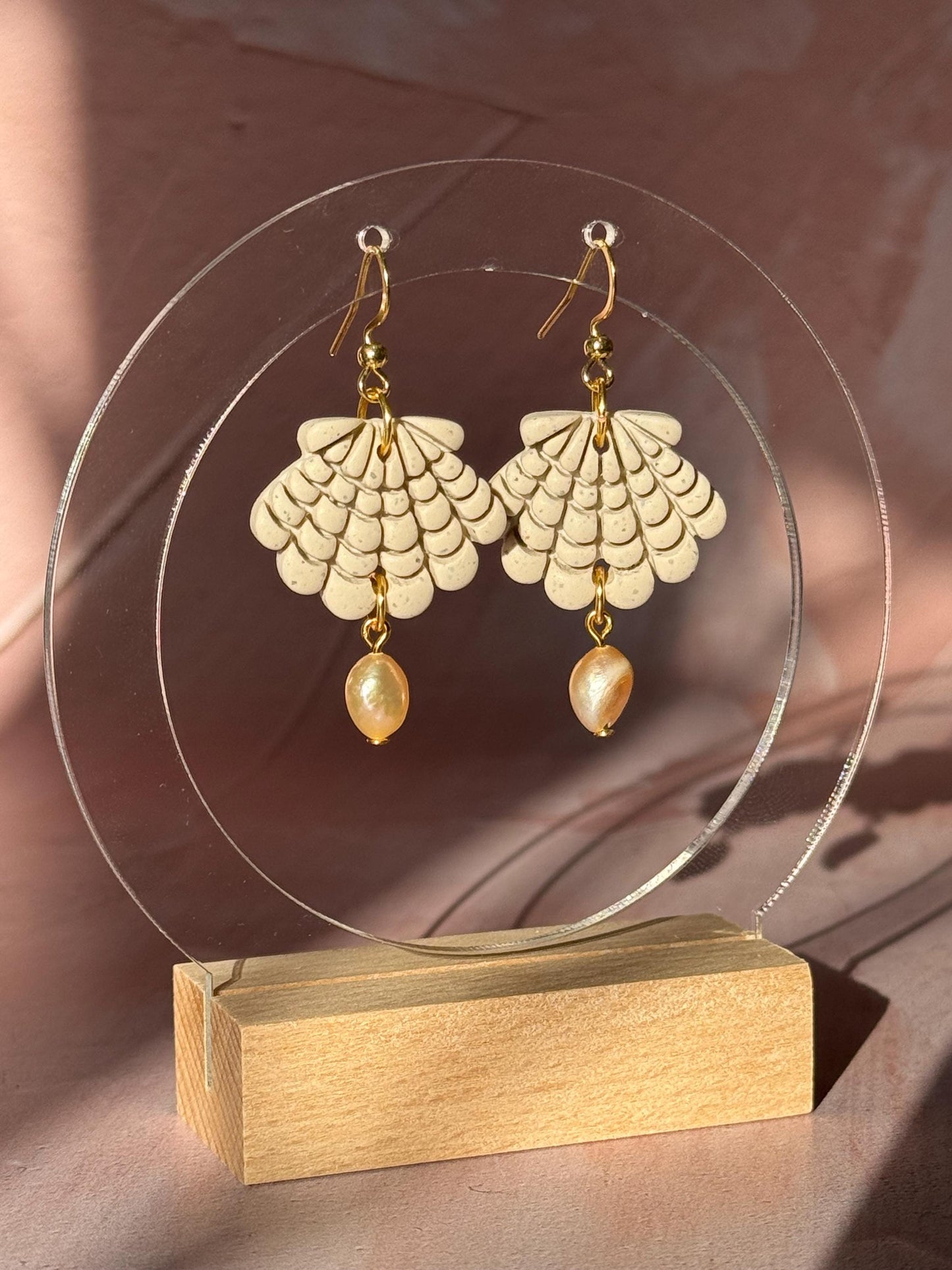 MERMAID SHELL FRESHWATER PEARL STATEMENT EARRINGS