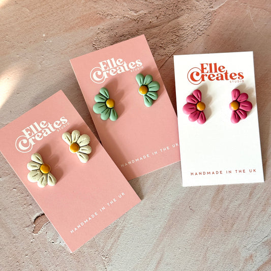 HALF FLOWER STATEMENT STUD EARRINGS