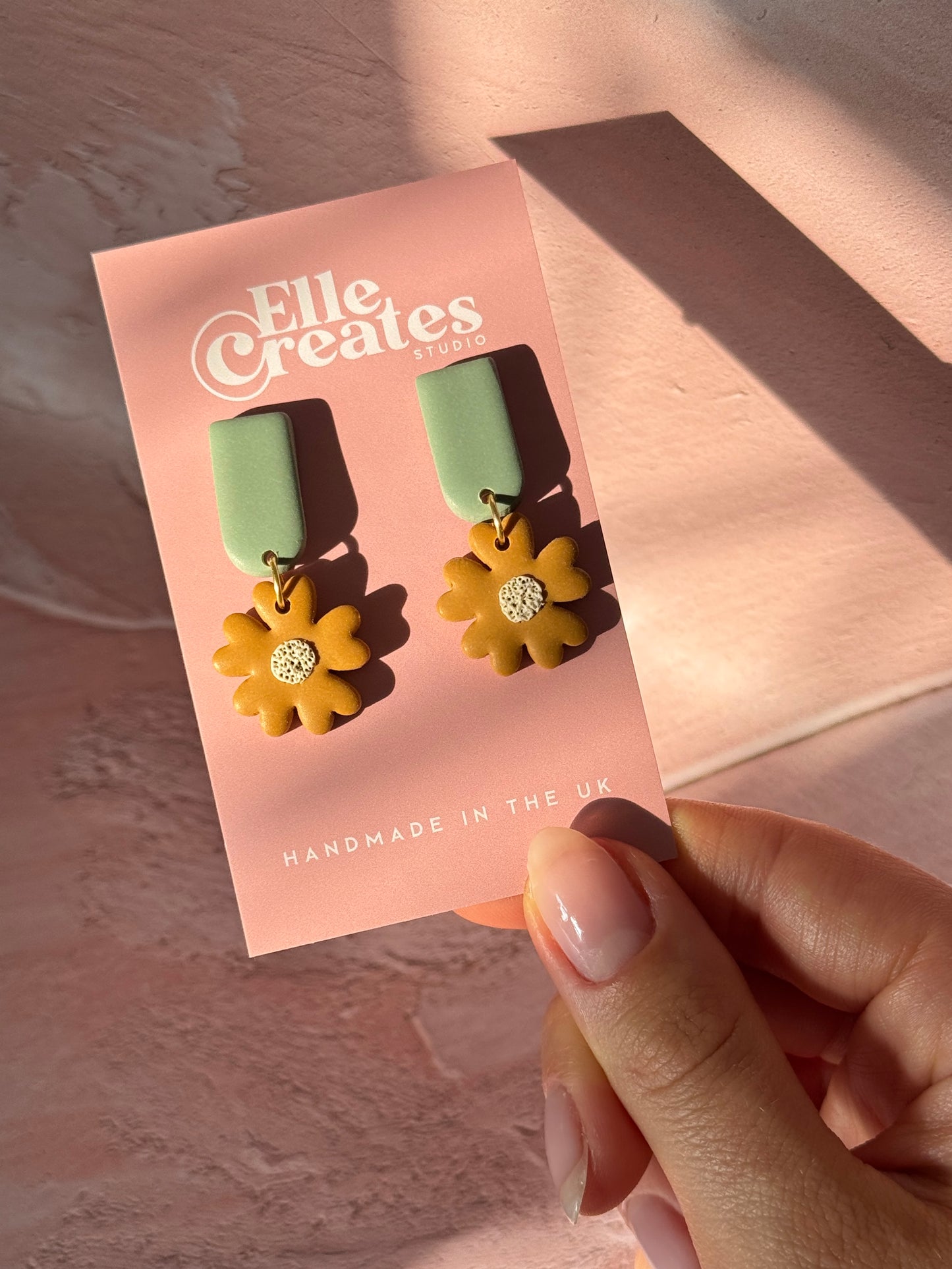 SAGE & MUSTARD FLOWER STATEMENT EARRINGS