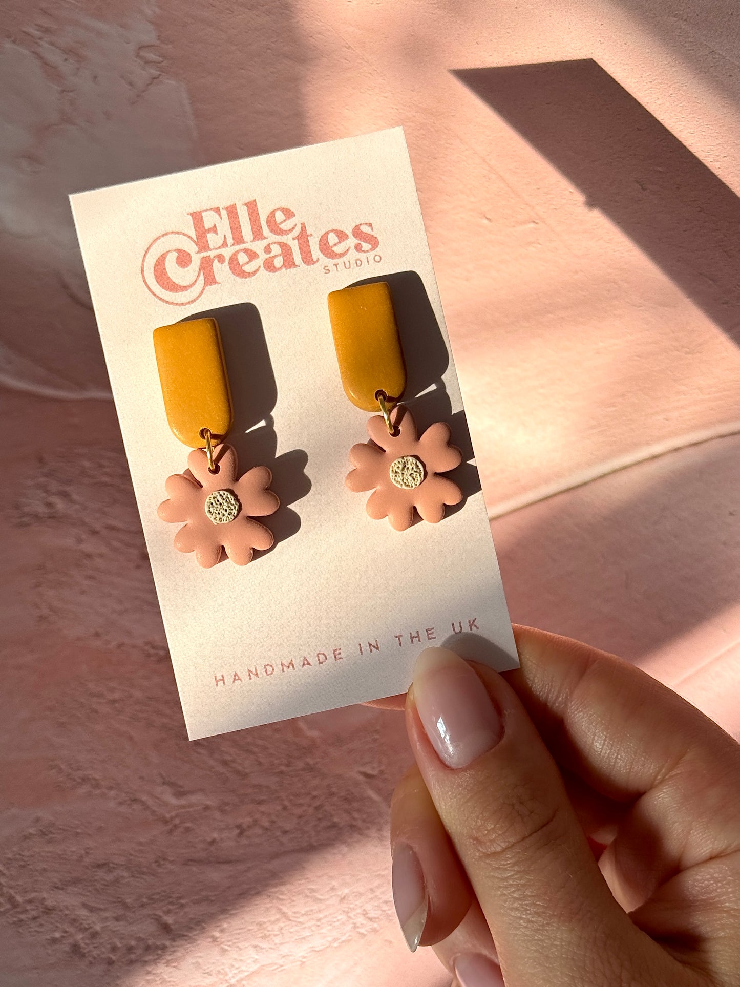 MUSTARD & BLUSH FLOWER STATEMENT EARRINGS