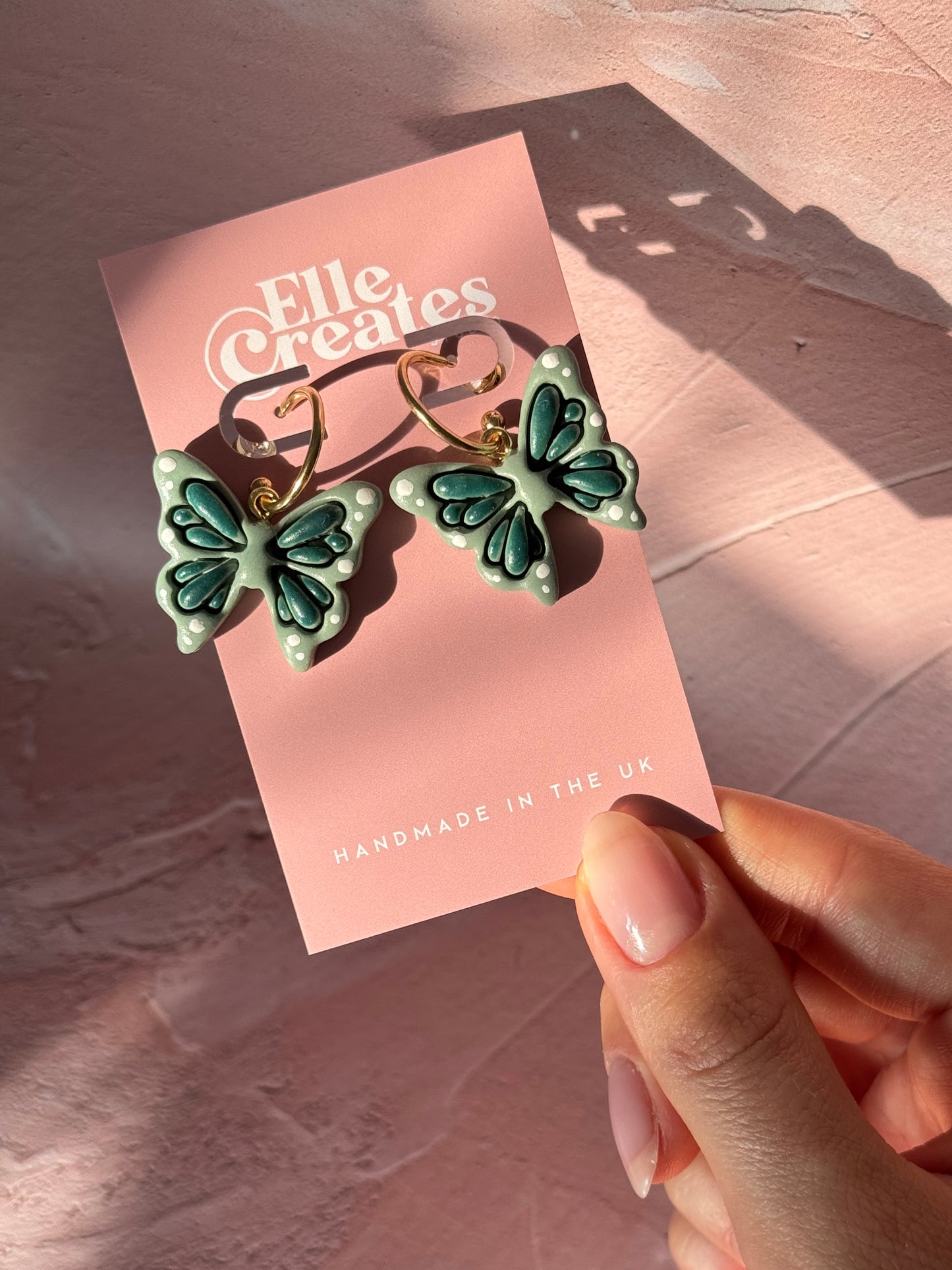 SAGE BUTTERFLY HOOP EARRINGS