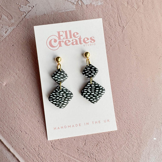 BLACK & WHITE DOTTY DIAMOND STATEMENT EARRINGS