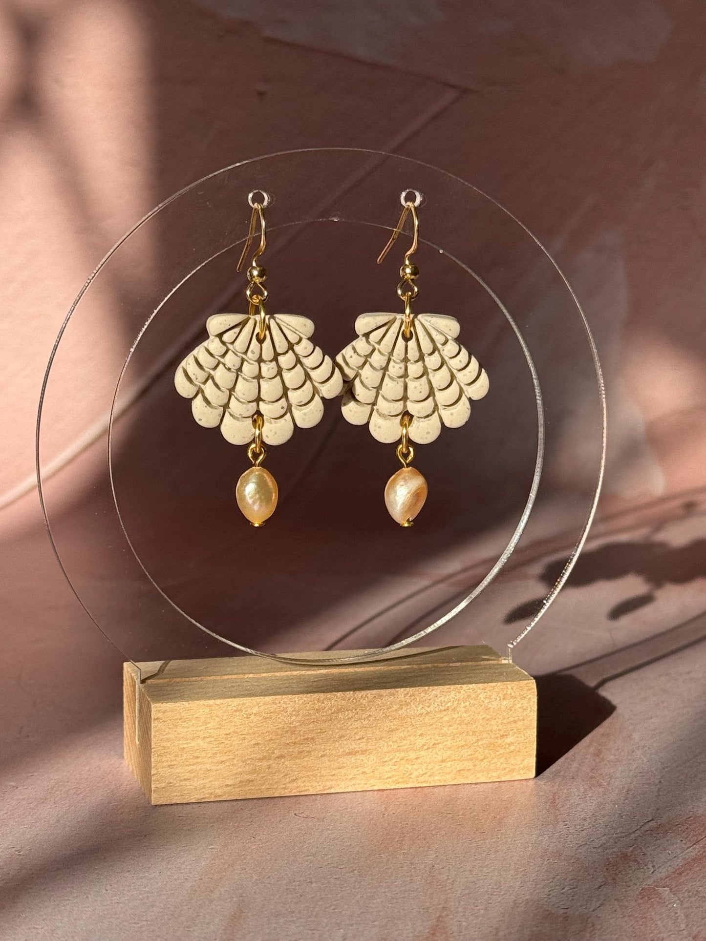 MERMAID SHELL FRESHWATER PEARL STATEMENT EARRINGS
